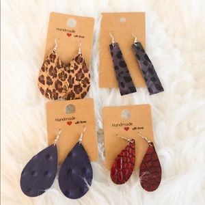 NWT Hand Made Leather Earrings - Never Worn!